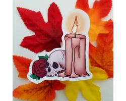 Rose Skull Candle Sticker