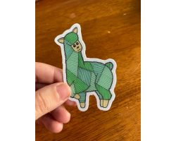 Green Llama Sticker, Vinyl, 2.04"x3"