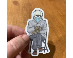 Bernie in Mittens Sticker, Vinyl, 1.58"x3"