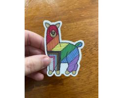 Pride Llama Sticker, Inclusive, Vinyl, 2.09"x3"