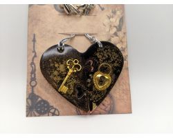 Lock And Key Half Heart Friendship/Couples Keychains-Gold