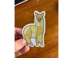 Yellow Llama Sticker, Vinyl, 1.89"x3"