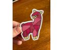 Red Llama Sticker, Vinyl, 2.14"x3"